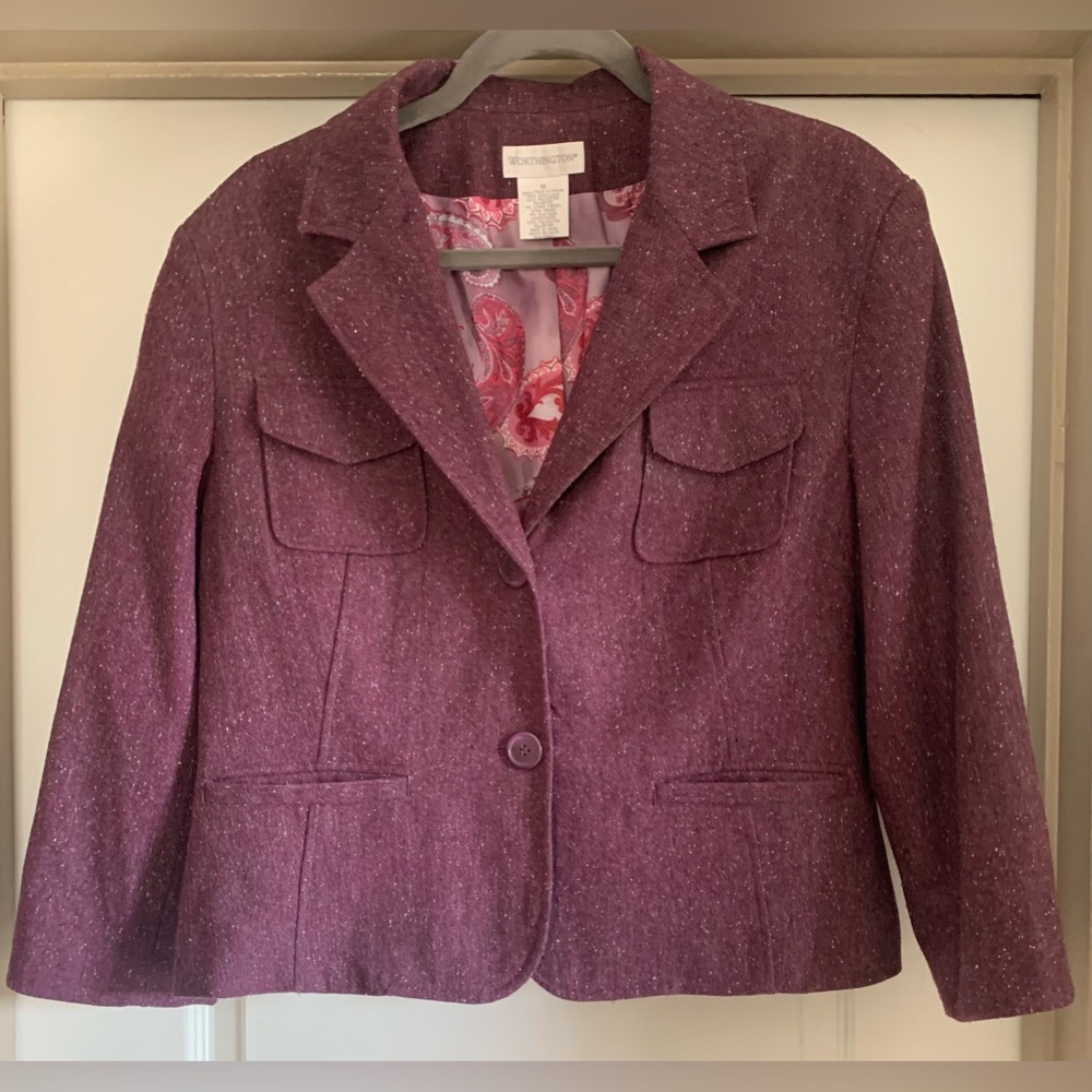 Women’s Burgundy 2 Button Blazer English Countryside Victorian Size 16